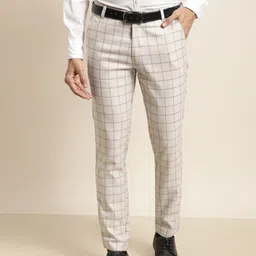 SOJANYA Men Beige & Olive Green Smart Regular Fit Formal Trousers-image-95