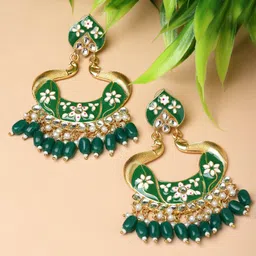 ZENEME Gold-Plated Peacock Shaped Chandbalis Earrings-23