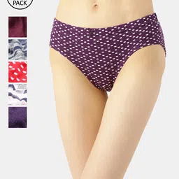 Leading Lady Women Pack of 6 Pure Cotton Lycra Mid-Rise Printed Hipster-picture-22