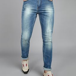 Urbano Fashion Men Slim Fit Mildly Distressed Heavy Fade Acid Wash Stretchable Jeans-image-82