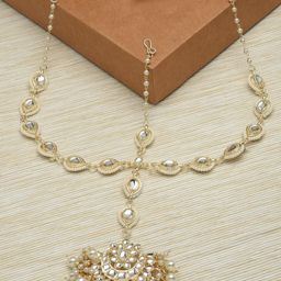 Zaveri Pearls Gold-Plated & White Kundan-Studded & Pearl Beaded Jewellery Set-46