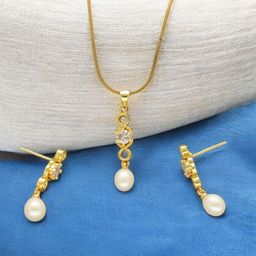 Sri Jagdamba Pearls Dealer Gold Plated CZ Stone Studded & Beaded Jewellery Set-6
