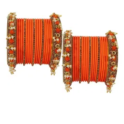 ZULKA Set Of 42 Zircon Studded & Beaded Bangles-66