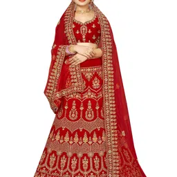 MANVAA Embroidered Semi-Stitched Velvet Lehenga & Unstitched Blouse With Dupatta-picture-40