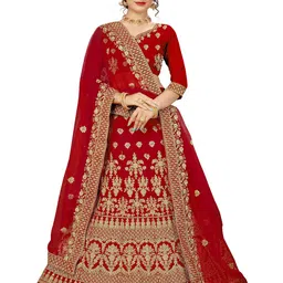 MANVAA Embroidered Thread Work Semi-Stitched Lehenga & Unstitched Blouse With Dupatta-picture-48