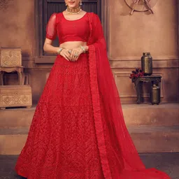 KALINI Embroidered Beads and Stones Semi-Stitched Lehenga & Unstitched Blouse With Dupatta-picture-17