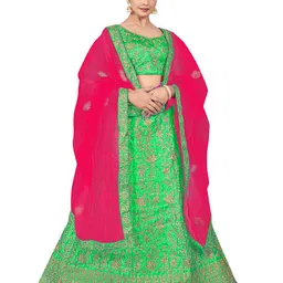 MANVAA Embroidered Beads and Stones Semi-Stitched Lehenga & Unstitched Blouse With Dupatta-picture-7