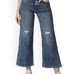 Pepe Jeans Women Blue Relaxed Fit High-Rise Mildly Distressed Light Fade Jeans-image-10