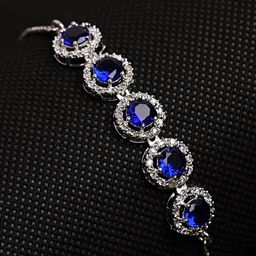 Zoey Women Brass American Diamond Handcrafted Silver-Plated Link Bracelet-image-120