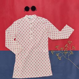 indus route by Pantaloons Boys Paisley Printed Mandarin Collar Cotton Straight Kurta-21