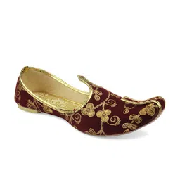 DESI COLOUR Men Maroon Printed Mojaris-picture-14
