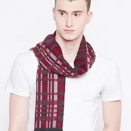 Alvaro Castagnino Men Maroon & Grey Checked Muffler-picture-8