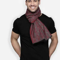 Alvaro Castagnino Men Maroon & Grey Printed Muffler-image-20