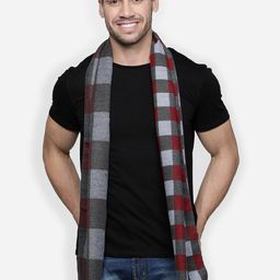Alvaro Castagnino Men Grey & Maroon Checked Muffler-picture-16