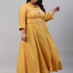 W Women Mustard Yellow Printed Maxi Dress-image-50