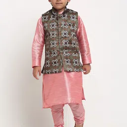Benstoke Boys Pink Solid Kurta with Pyjama-picture-16
