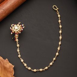 Jazz and Sizzle Gold-Plated Kundan Chained Nosepin-image-34