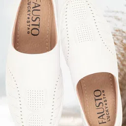 FAUSTO Men White Textured PU Mules-picture-44