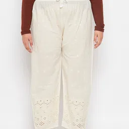 CLORA CREATION PLUS Women Floral Embroidered Straight Cotton Palazzos-image-79
