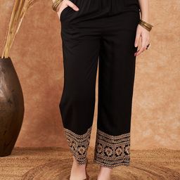 Sangria Floral Zari Embroidered Palazzo-31