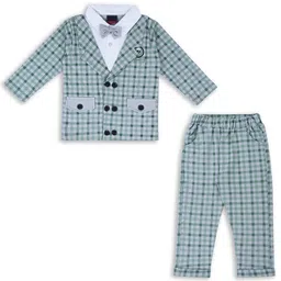 Wish Karo Boys Green & White Checked Shirt with Trousers-image-33