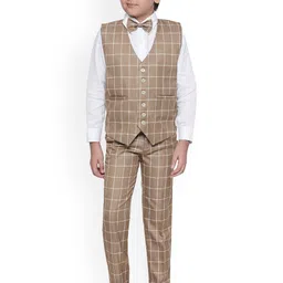 Jeetethnics Boys Khaki & White Solid Shirt with Trousers-image-99