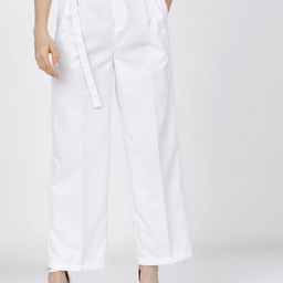 Tokyo Talkies Women White High-Rise Pleated Parallel Trousers-image-84