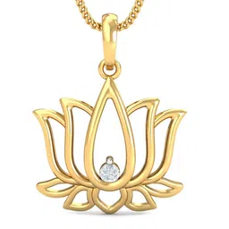 KUBERBOX Lotus 18KT Gold Diamond-Studded Pendant-1.23gm-78
