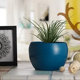 Homspurts Teal Blue Rust Free Metal Planter-image-82