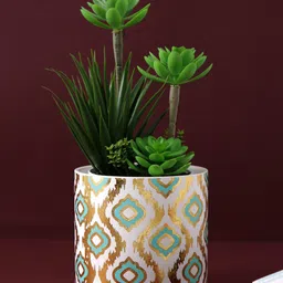 TAYHAA White & Blue Printed Ceramic Planter-29