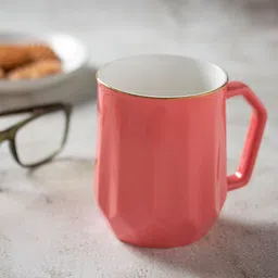 CLAY CRAFT White & Peach 2PcsPrinted Ceramic Glossy Mugs Set Of Cups & Mugs 350Ml Each-12