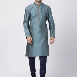 VASTRAMAY Woven Design Mandarin Collar Straight Kurta With Churidar-40