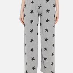 FFLIRTYGO Women Grey & Black Star Printed Lounge Pants-picture-29