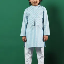 Readiprint Fashions Boys Striped Regular Gotta Patti Pure Cotton Kurta with Pyjamas-46