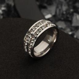 Bold by Priyaasi Men Silver-Plated American Diamond Studded Finger Ring-image-17
