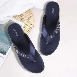 Metro Women Navy Blue Embellished Sandals-34