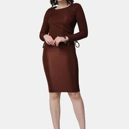 Popwings Self Design Crop Top With Pencil Skirt-picture-4