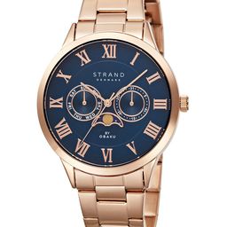 STRAND BY OBAKU Men Blue Brass Dial & Rose Gold Toned Straps Watch S728GMVLSV-Blue-image-51