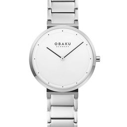 Obaku Women Silver-Toned Brass Embellished Dial & Silver Toned Stainless Steel Bracelet Style Straps Watch-picture-1
