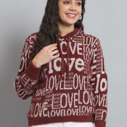 BROOWL Typography Printed Hooded Woollen Pullover Sweater-image-106