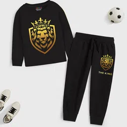 YK X Trampoline Kids Graphic Printed Round Neck T-shirt with Trousers-image-58