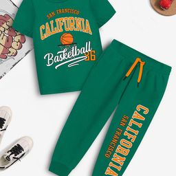 YK X Trampoline Kids Printed T-shirt & Trackpant set-image-0