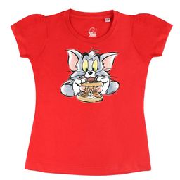 Tom & Jerry by Wear Your Mind Girls Red & Grey Tom & Jerry Printed Cotton T-shirt-image-44