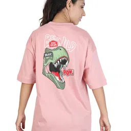 ZU Graphic Printed Drop-Shoulder Sleeves Cotton Longline Oversized T-shirt-image-92