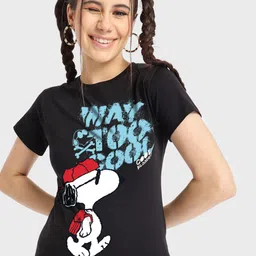 Bewakoof Women Typography Printed Round Neck Cotton Peanuts T-shirt-picture-29
