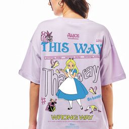 Bewakoof Women Typography Printed Round Neck Cotton Oversized Disney T-shirt-picture-42