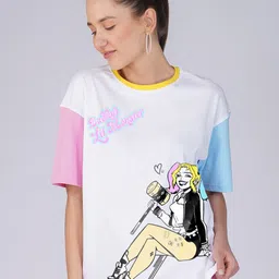Crazymonk Harley Queen Printed Drop-Shoulder Sleeves Oversized Cotton T-shirt-picture-19