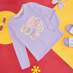 Pantaloons Junior Girls Graphic Printed Long Sleeves Cotton T-shirt-image-44
