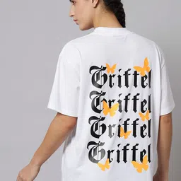 GRIFFEL Typography Printed Drop Shoulder Sleeves Cotton Oversized T-shirt-image-59