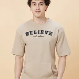 Being Human Typography Printed Drop Shoulder Sleeves Oversized T-shirt-image-51